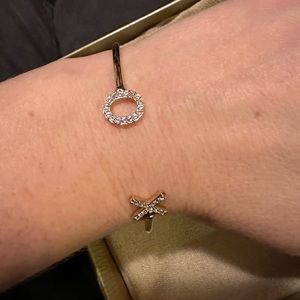 18k Gold over Sterling Silver and .52ct White Diamond XO Bracelet